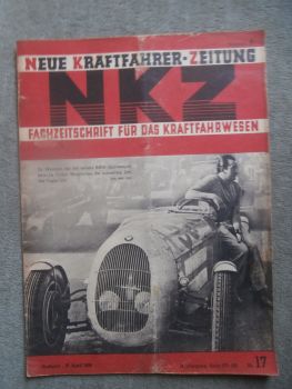 Neue Kraftfahrer Zeitung Nr. 17/1939 Dr. Werneck BMW Sportwagen,Paris-Nizza,