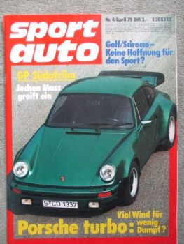 sport auto 4/1975 Porsche 911 turbo,Alfa 2000 GTV,Käfer Tuning,Saab 99 Combi-Coupe,Matra Simca Bagheera vs. VW Porsche 914