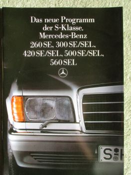 Mercedes Benz S-Klasse W126 260SE 300SE/L 420SE/L 500SE/L 560SEL Katalog August 1985