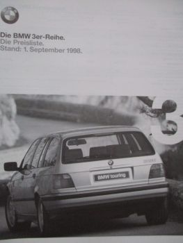 BMW 3er Reihe E36 Preisliste September 1998 compact touring Coupé Cabrio