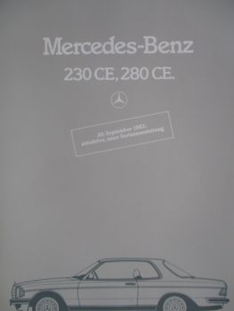 Mercedes Benz 230CE 280CE C123 Katalog September 1982