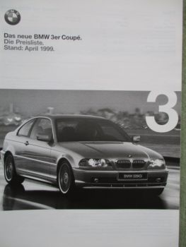 BMW 320Ci 323Ci 328Ci Coupé Preisliste April 1999 E46