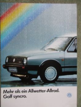 VW Golf II Typ16E Syncro Prospekt März 1986 66kw/90ps +Katalysator