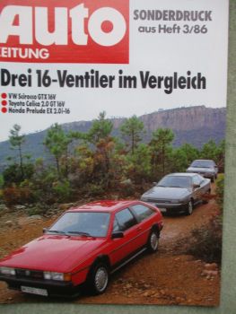 Auto Zeitung 3/1986 VW Scirocco GTX16V vs. Toyota Celica 2.0GT16V vs. Honda Prelude EX 20i-16