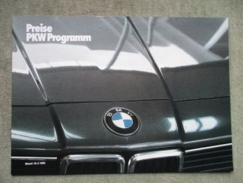 BMW Preisliste E30 316-323i,518i-M535i,524td E28,E23 E24 +Kat  November 1984