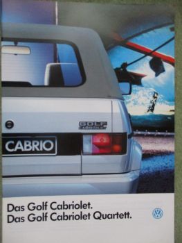 VW Golf Typ17 Cabriolet +Quartett Katalog 53kw +72kw August 1989 NEU