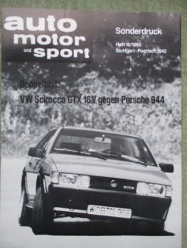 auto motor und sport 16/1985 VW Scirocco GTX 16V vs. Porsche 944