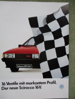 VW Scirocco GT 16V GTX 16V Prospekt Januar 1986 95kw 102kw