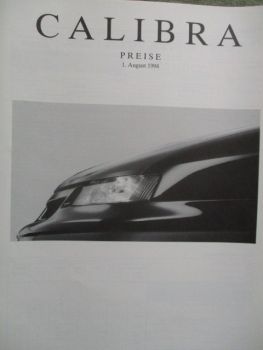 Opel Calibra Preisliste 85kw 100kw 125kw +turbo 150kw 1.August 1994