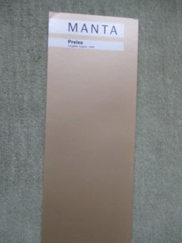 Opel Manta GT CC GT GSi CC GSi Preisliste August 1985