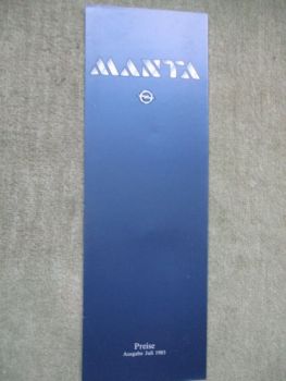 Opel Manta GT/J CC GT/J Berlinetta CC Berlinetta GT/E CC GT/E Juli 1983