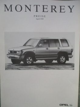 Opel Monterey Preisliste April 1995 +RS +LTD