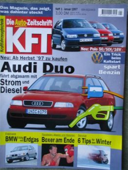 kft die Autozeitschrift 1/1997 Audi Duo,VW Polo 50 +SDI+16V, BMW 316g E36/5 compact,Alfa Romeo 145, S70,V70