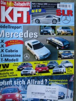 kft die Autozeitschrift 2/1999 Toyota Harrier, Kaufberatung Mercedes Kompressor, New Beetle RSi,Buick Celio