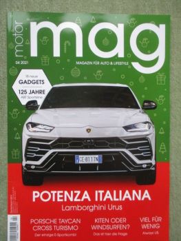 motor mag 4/2021 Lamborghini Urus,Taycan Cross Turismo,Aiways U5,Peugeot 308,Opel Rocks-e,Range Rover Evoque
