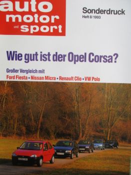 ams 8/1993 Opel Corsa B 1.4i Swing vs. Fiesta 1.3i vs. Micra 1.0LX vs. Clio 1.2RN vs. Polo 1.3 Fox Vergleichstest