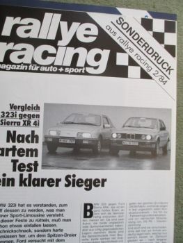 rallye racing 2/1984 Vergleich BMW 323i E30 vs. Ford Sierra XR4i Sonderdruck
