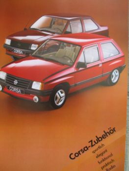 Opel Corsa A +TR Zubehör Prospekt sportlich elegant funktional praktisch Radio +Pflege Januar 1983