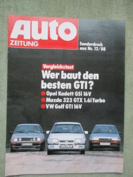 Auto Zeitung 12/1988 Vergleichstest Opel Kadett E GSi 16V vs. Mazda 323GTX 1.6i Turbo vs. Golf GTi 16V