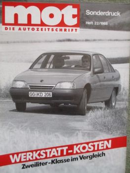 mot 22/1988 Opel Omega Werkstatt-Kosten Zweiliter Klasse im Vergleich Sonderdruck