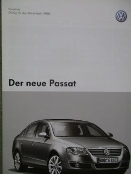 VW Passat +Sportline +Highline 85kw 110kw +TDI 77kw 103kw Preisliste Modelljahr 2005