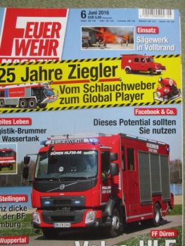 Feuerwehr Magazin 6/2016 Volvo HLF,MAN TLF 3000, 125 Jahre Ziegler,