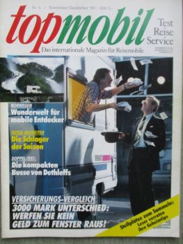 topmobil Magazin November/Dezember 1990 Delta-Mobil Junior J5,Dethleffs Bus 413/23,