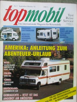 topmobil September/Oktober 1992 Luno Holiday auf Mercedes 100,bimobil ST420,Clou Liner 650B,Weinsberg Imperiale 550
