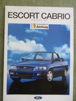 Ford Escort Cabrio Modelljahr 1994 CLX XR3i Prospekt August 1993