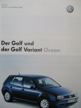 VW Golf IV Typ1J1 +Variant Ocan Preisliste Modelljahr 2003