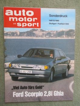auto motor & sport 12/1985 Ford Scorpio 2.8i Ghia Viel Auto fürs Geld