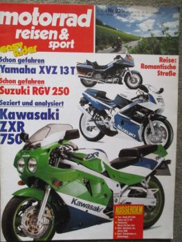 motorrad reisen & sport 23/1988 Kawasaki ZXR750, Honda NTV 650 Reverve,Yamaha XVZ 13T,Suzuki RGV 250 Gamma