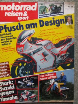 motorrad reisen & sport 24/1984 Malanca 125 Mark, Suzuki DR600S,Yamaha FZ750, Kawasaki Z1300DFI,Honda Gyro X