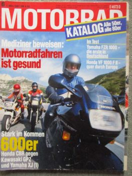 Motorrad 6/1987 Yamaha FZR 1000,Honda VF1000F II, Suzuki GS450L,Fantic 241,Honda XL 600LM,