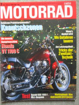 Motorrad 3/1988 Suzuki GSX 600F HBJ Gespann,Honda VT1100C Shadow,Suzuki GSX 600F,Yamaha YZM 500 Werkscrosser,