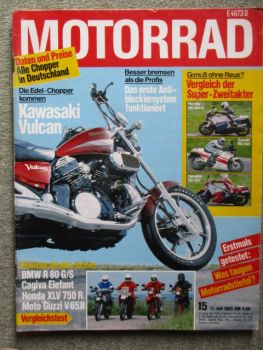 Motorrad 15/1985 Vergleich Honda NS400R vs. Suzuki RG500 vs. Yamaha RD500,Enduros BMW R80 G/,Cagiva Elefant