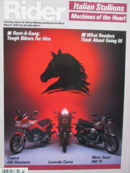 Rider 3/1985 Cagiva 650 Alazzurra,Laverda Corsa,Moto Guzzi 850 T5,Benelli Sei 900,Cagiva 650 Alazzurra,