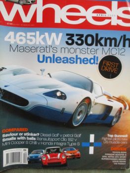 wheels 4/2005 Maserati MC12,Lexus GS430,Mini Cooper S vs. Renault Sport Clio vs. Integra Type S,Mitsubishi Magna VR-X