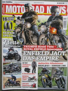 Motorrad News 5/2019 Royal Enfield Interceptor s. Triumph Street Twin,Suzuki Katana,KTM 790 Adventure R,Husqvarna Svartpilen 701