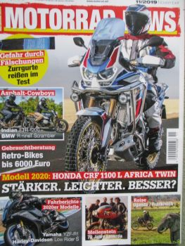 Motorrad News 11/2019 Yamaha YZF-R1, Harley-Davidson Low Rider S, +Road Glide Limited,BMW R nineT Scrambler