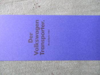 VW T3 Transporter Kastenwagen Pritsche Doka Kombi Preisliste Modelljahr 1985