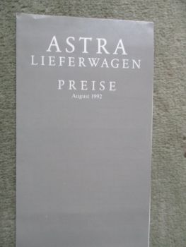 Opel Astra F Lieferwagen 44kw 55kw +1.7DR 44kw Preisliste August 1992