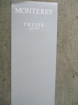 Opel Monterey RS LTD Preisliste August 1992