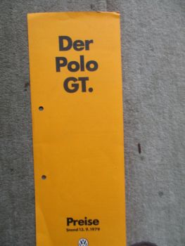 VW Polo GT Preisliste 13. September 1979 gelocht