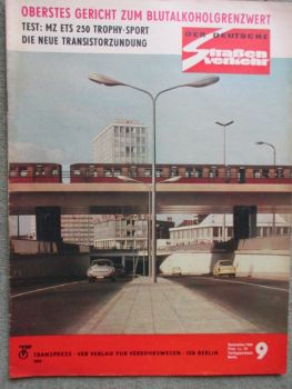 Der Deutsche Straßenverkehr 9/1969 MZ ETS 250 Trophy-Sport,neue Transistorzündung