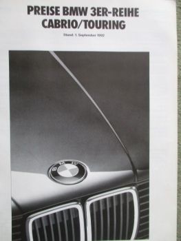 BMW 318i +320i +325i Cabrio,316i +318i 325i touring E30 iX +324td touring September 1992