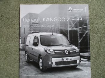 Renault Kanggo Z.E. 33 +Maxi Preisliste 44kw 2-sitzer 5-sitzer doppelkabine Januar 2021
