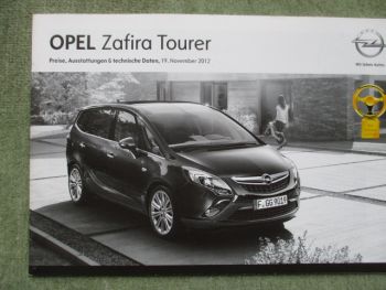 Opel Zafira Tourer +Edition +Sport +Innovation Preisliste 19.November 2012