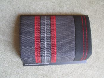 BMW Stoff Median Anthrazit Akzent Korallrot Muster ca. 10x15cm Format