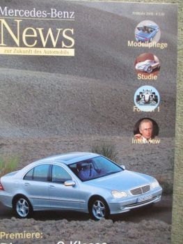 Mercedes Benz News Frühjahr 2000 neue C-Klasse W203,CL55AMG, Vision SLA,SLKR170,MP4-15